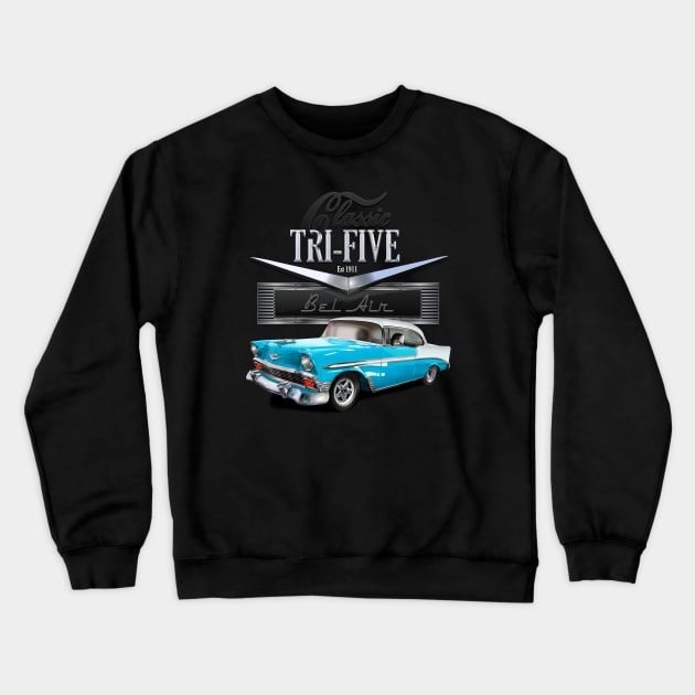 56 Chevy Classic Crewneck Sweatshirt by hardtbonez